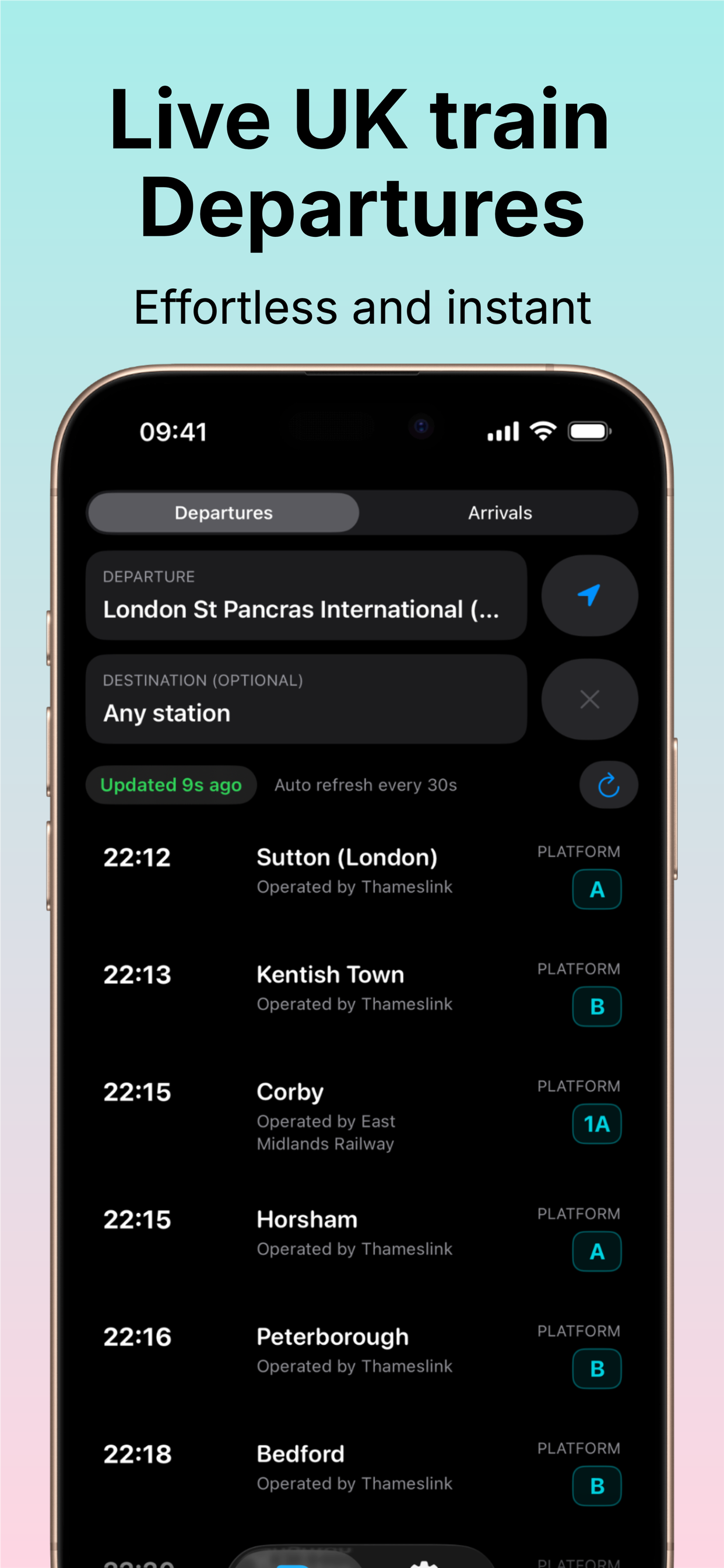 Live departure boards on TrainBoard